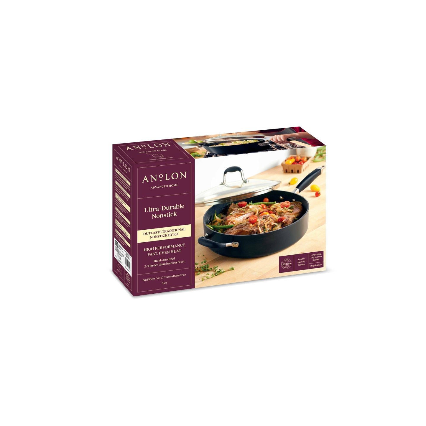 Anolon Advanced Home Nonstick Covered Saute With Helper Handle 30cm Onyx