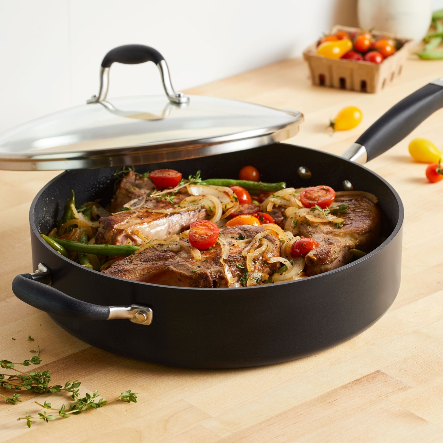 Anolon Advanced Home Nonstick Covered Saute With Helper Handle 30cm Onyx