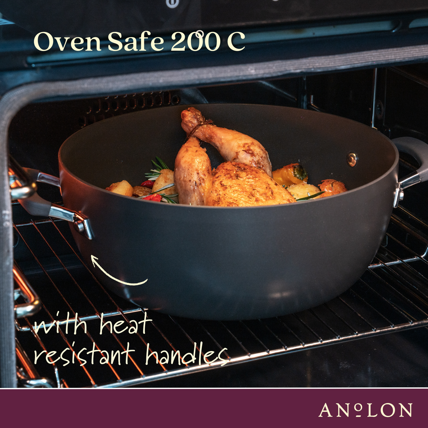 Anolon Endurance+ Nonstick Induction French Skillet 26cm and Covered Casserole 26cm/5.2L