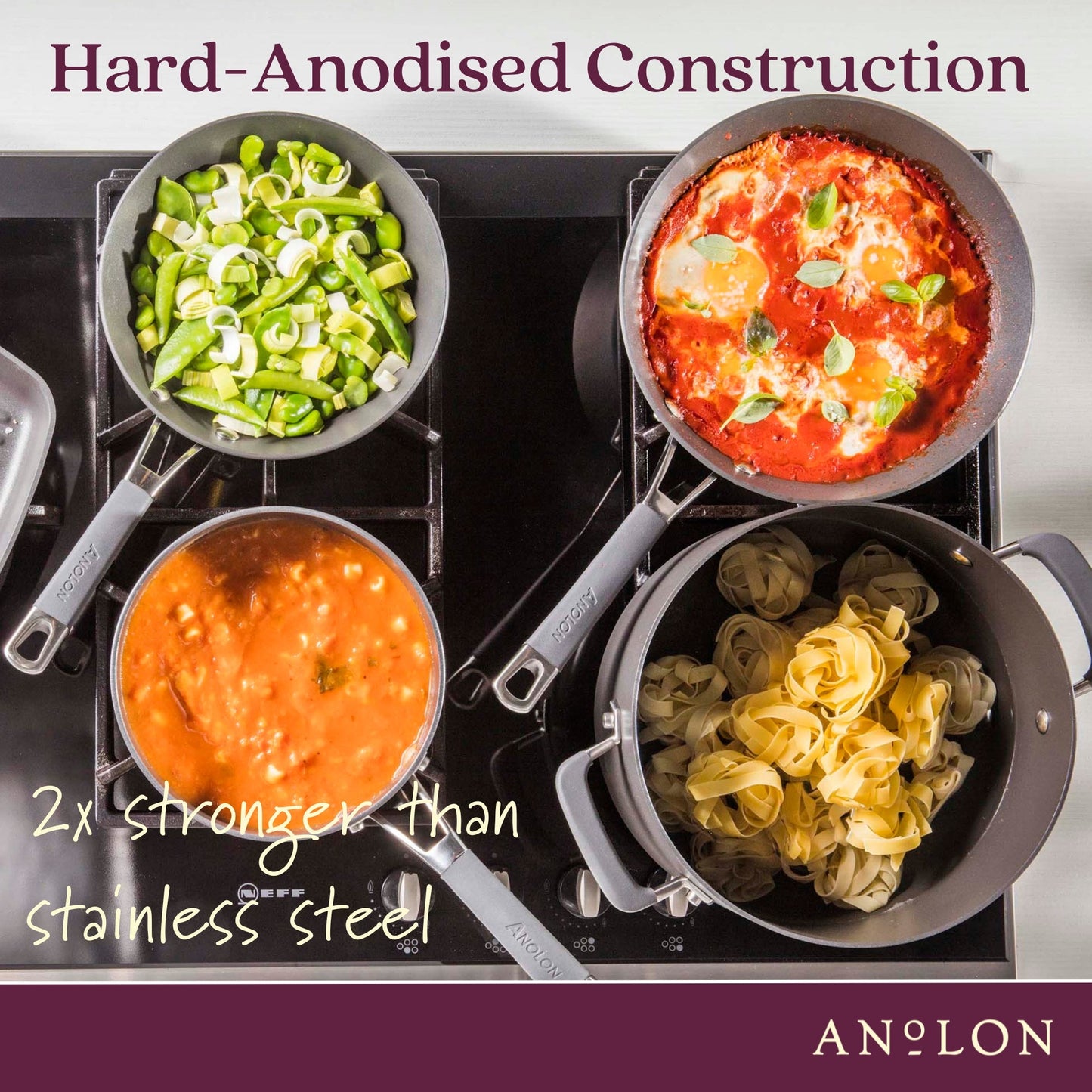 Anolon Endurance+ Nonstick Induction Open French Skillet 26cm and Covered Sautéuse 28cm/4.7L