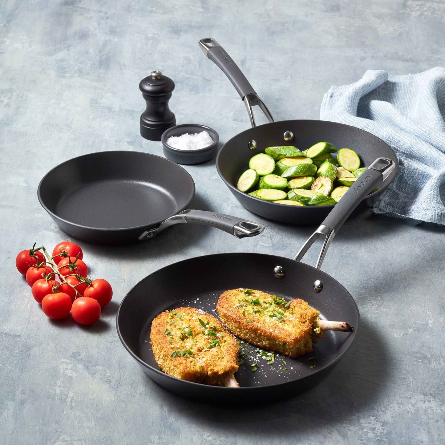 Anolon Endurance+ Nonstick Induction Skillet Triple Pack 20/24/28cm