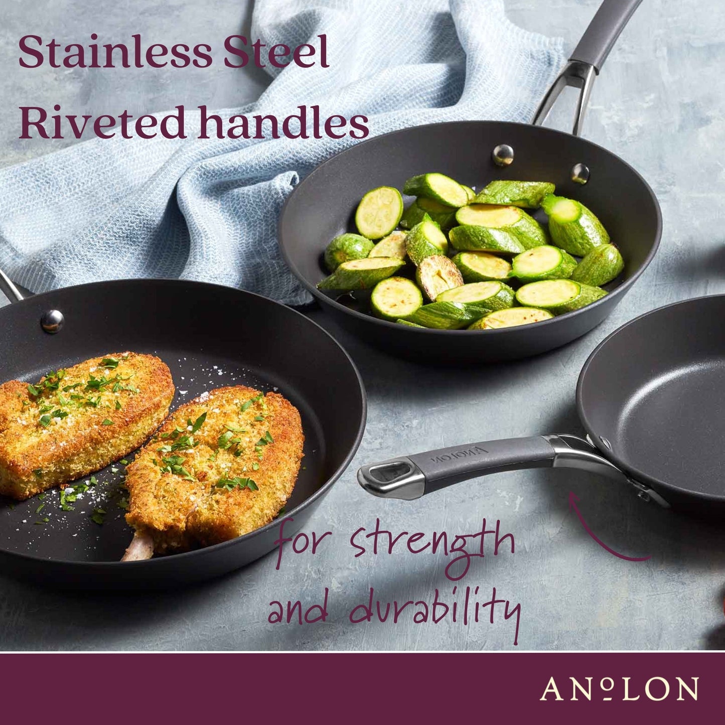 Anolon Endurance+ Nonstick Induction Skillet Triple Pack 20/24/28cm