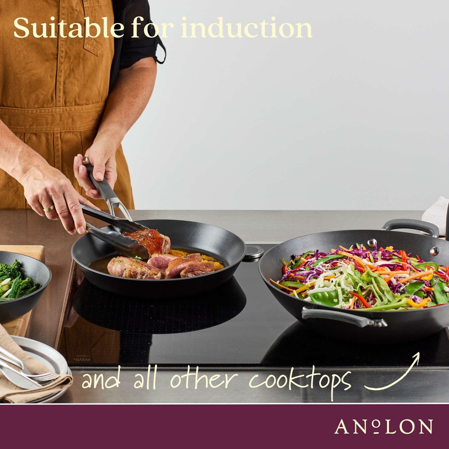 Anolon Endurance+ Nonstick Induction French Skillet 26cm and Covered Casserole 26cm/5.2L