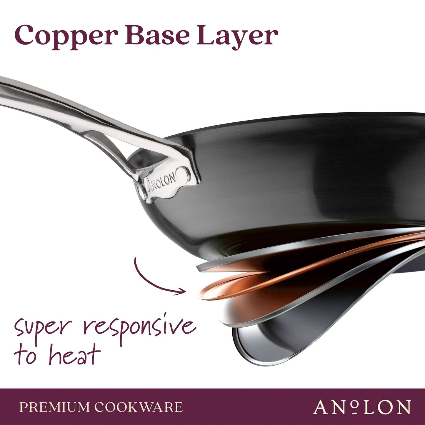 Anolon Nouvelle Copper Luxe Nonstick Induction Covered Saucepan Onyx 16cm/1.9L