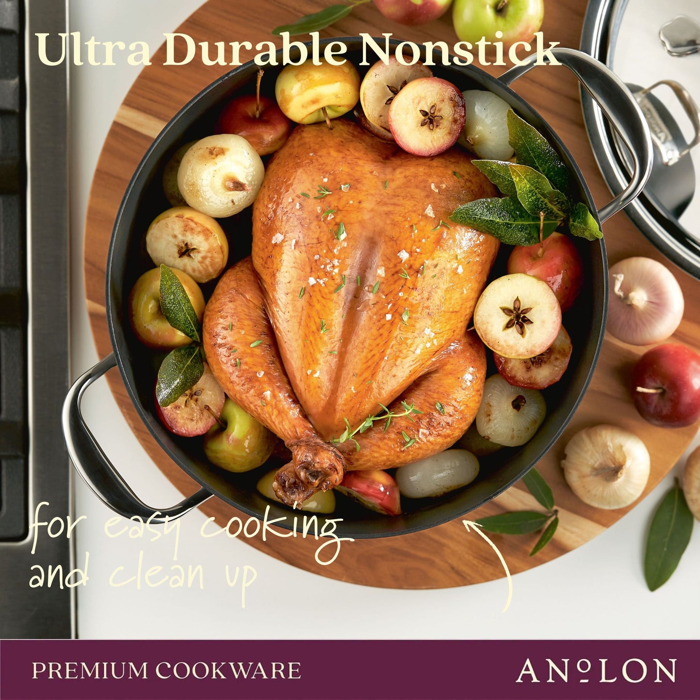Anolon Nouvelle Copper Luxe Nonstick Induction Covered Saucepot 20cm/3.8L Onyx