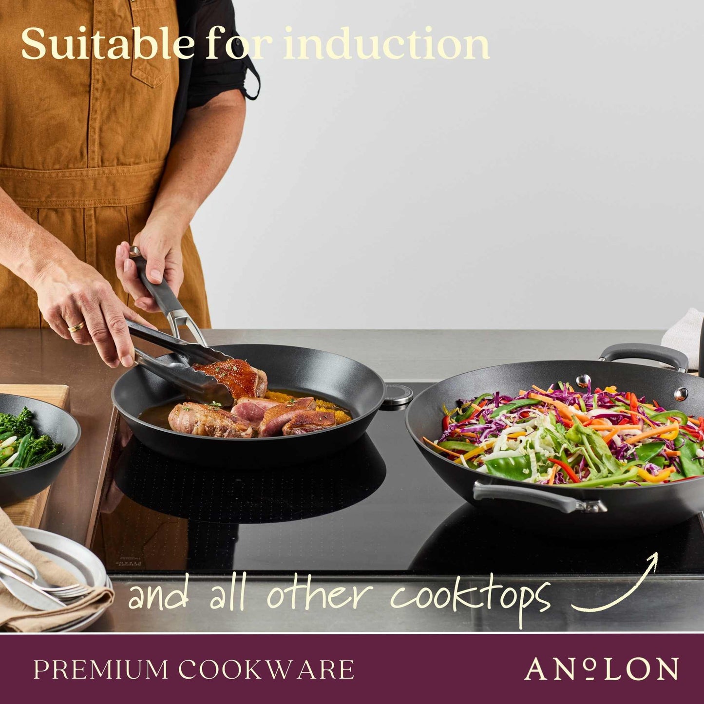 Anolon Endurance+ Nonstick Induction Open French Skillet Twin Pack 20/26cm