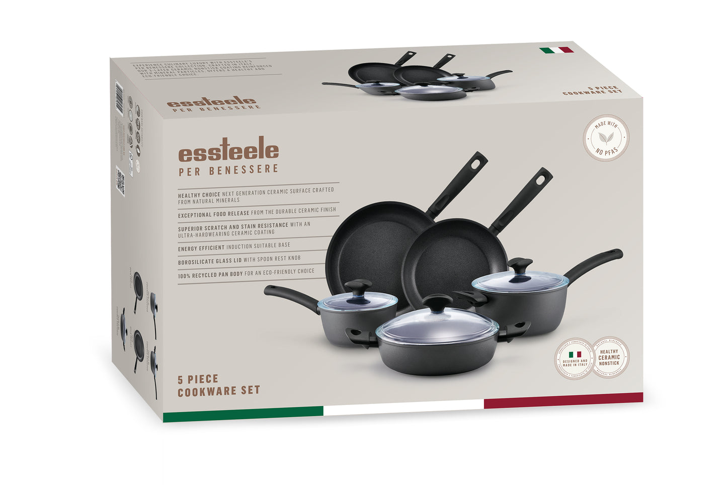 Essteele Per Benessere Ceramic Nonstick Induction 5 Piece Cookware Set