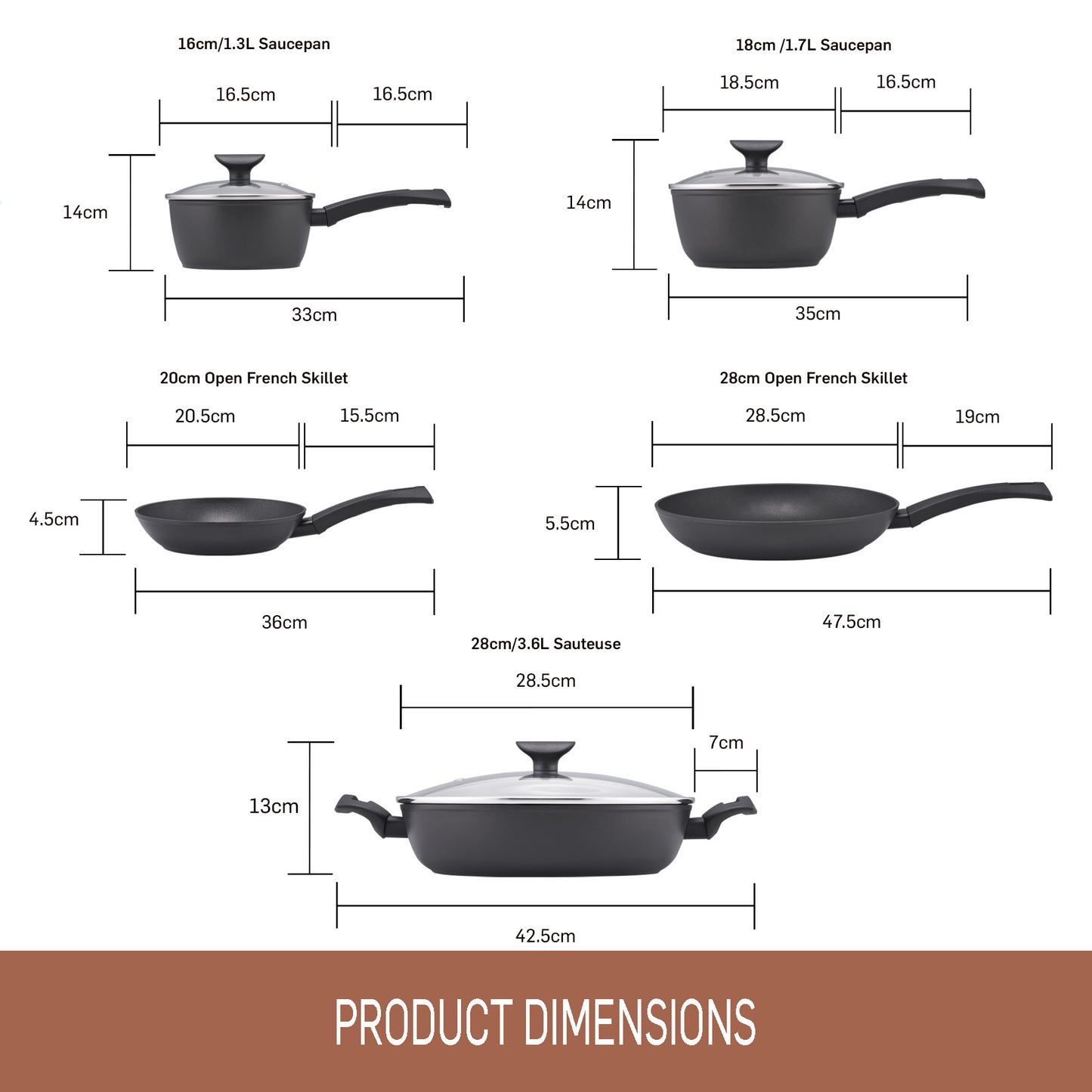 Essteele Per Cucinare 5 Piece Nonstick Induction Cookware Set