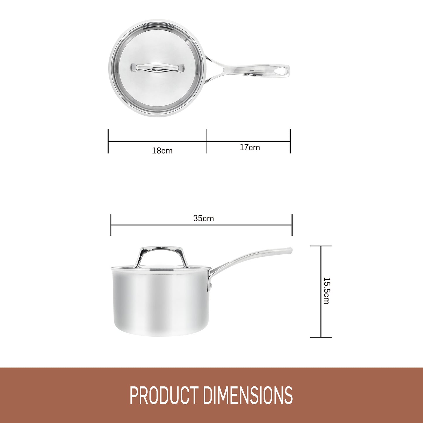 Essteele Per Sempre Clad Stainless Steel Induction Covered Saucepan 18cm/2.8L