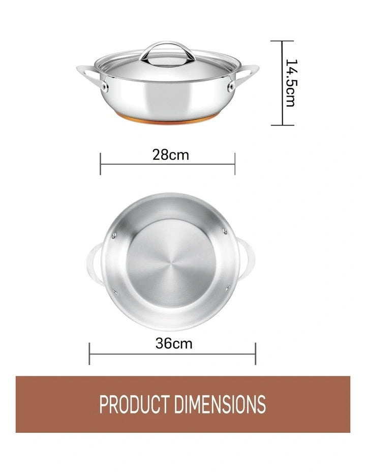 Essteele Per Vita Copper Base Stainless Steel Covered Sautéuse 28cm/5.2L